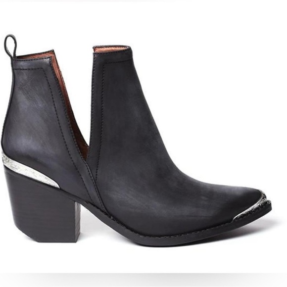 Jeffrey Campbell Cromwell black leather pointed toe Western Boots size 7 - Picture 2 of 7